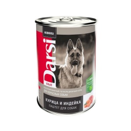 Darsi Adult влажный корм для взрослых собак с курицей и индейкой 410 г