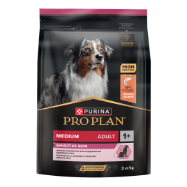 Сухой корм Purina Pro Plan Medium Sensitive Skin для взрослых собак средних пород, лосось и рис, 3 кг