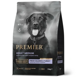 Сухой корм Premier Dog Adult Medium Salmon &amp; Turkey для собак средних пород, с лососем и индейкой, 3 кг