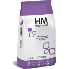 Наша Марка сухой гипоаллергенный корм для взрослых собак всех пород с ягненком и рисом - 18 кг