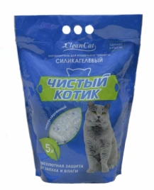 Силикагелевый наполнитель Чистый Котик с синими кристаллами, колотые гранулы, 5 л