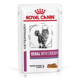 Влажный корм (паучи) Royal Canin Renal with Chicken для кошек для поддержания функции почек, 85 г