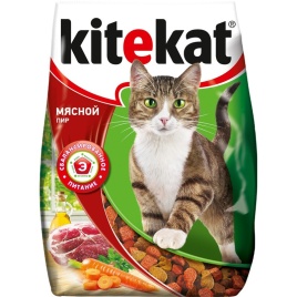 Kitekat Мясной Пир сухой корм для взрослых кошек с говядиной - 350 г