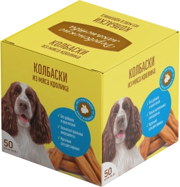 Лакомство «Деревенские лакомства» мини-колбаски из мяса кролика для собак в коробке, 50 штук, 8 г