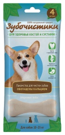 ДЕРЕВЕНСКИЕ ЛАКОМСТВА ЗУБОЧИСТИКИ "Кальциевые" лакомство с кальцием для собак средних пород 10-25 кг 4шт 90г