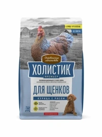 Сухой корм «Деревенские лакомства» Holistic Премьер для щенков с курицей и рисом, 3 кг