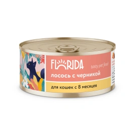 Влажный корм Florida для кошек с с лососеми черникой, 100 г