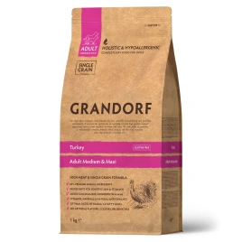 Сухой корм Grandorf Med & Maxi Turkey для взрослых собак средних и крупных пород, с индейкой, 1 кг