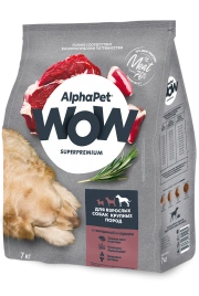 Сухой корм ALPHAPET WOW Superpremium Beef & Heart для взрослых собак крупных пород, с говядиной и сердцем, 15 кг
