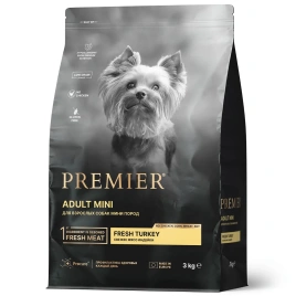 Сухой корм Premier с индейкой для взрослых собак мелких пород, 3 кг