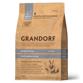 Сухой корм Grandorf Rabbit & Turkey Med & Maxi Кролик с индейкой для взрослых собак средних и крупных пород, 3 кг