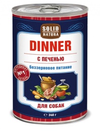 Solid Natura Dinner Печень влажный корм для собак в жестяной банке 340 г