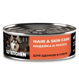 Влажный корм GO'KITCHEN для щенков и собак с индейкой и лососем, 100 г
