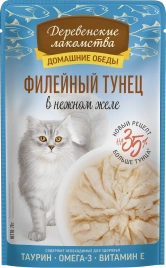 Влажный корм «Деревенские лакомства» для кошек с нежным филейным тунца, 70 г