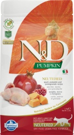 Farmina N&D Cat Grain Free pumpkin neutered quail для стерилизованных кошек с перепелом и тыквой 1,5 кг