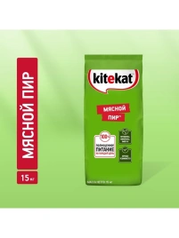 Сухой корм Kitekat Мясной пир для взрослых кошек, 15 кг