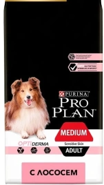 Сухой корм PRO PLAN Salmon для взрослых собак средних пород с чувствительной кожей, с высоким содержанием лосося, 18 кг