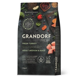 Сухой корм Grandorf Fresh Dog для взрослых собак средних и крупных пород диетическая формула для особо аллергичных собак индейка с бататом 10 кг