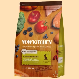 Сухой корм NOW'KITCHEN Fresh Puppy для щенков со свежей индейкой, уткой, лососем, 1.59 кг