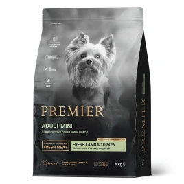Сухой корм Premier Dog Lamb&Turkey ADULT Mini для собак мелких пород свежее мясо ягненок с индейкой 8 кг