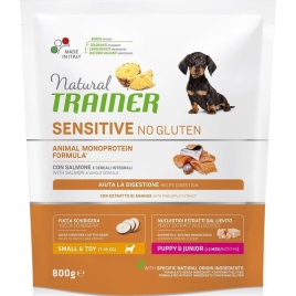 Trainer Natural Sensitive No Gluten Puppy & Junior сухой корм для щенков мелких пород с чувствительным пищеварением с лососем - 2 кг