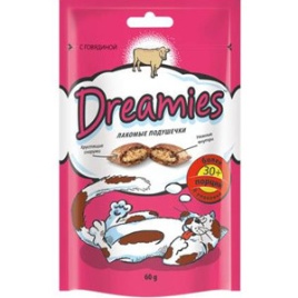 Dreamies лакомые подушечки для кошек с говядиной 30 г
