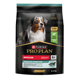 Сухой корм Purina Pro Plan Sensitive Digestion для взрослых собак средних пород, с ягненком, 3 кг