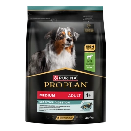Сухой корм Purina Pro Plan Sensitive Digestion для взрослых собак средних пород, с ягненком, 3 кг