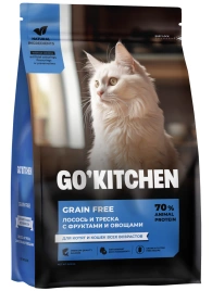Сухой корм GO'KITCHEN для котят и кошек всех возрастов с лососем и треской, 3.63 кг