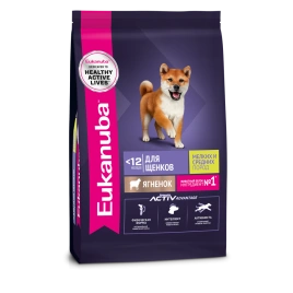 Сухой корм Eukanuba Puppy для щенков до 12 месяцев с ягненком, 3 кг