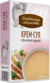 Влажный корм «Деревенские лакомства» крем-суп с филейной курицей для кошек, 140 г