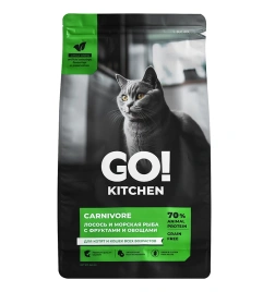 Сухой корм GO'KITCHEN для котят и кошек всех возрастов с лососем и морской рыбой, 3.63 кг