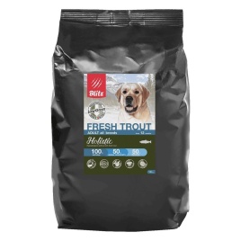 Сухой низкозерновой корм Blitz Adult для взрослых собак с форелью - 12 кг