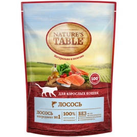Nature’s Table сухой корм для кошек с лососем - 190 г