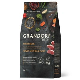 Сухой корм Grandorf Fresh Dog для взрослых собак средних и крупных пород диетическая формула для особо аллергичных собак утка с бататом 1 кг