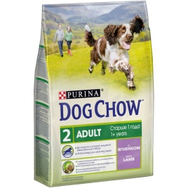 Purina Dog Chow для взрослых собак старше 1 года с ягненком - 2,5 кг