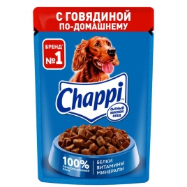 Chappi влажный корм для взрослых собак с говядиной по-домашнему в паучах - 85 г