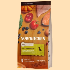 Сухой корм NOW'KITCHEN Fresh Puppy для щенков со свежей индейкой, уткой, лососем, 9.98 кг