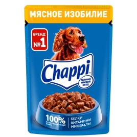 Chappi влажный корм для взрослых собак мясное изобилие в паучах - 85 г