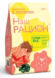 Наш рацион сухой корм для взрослых кошек с лососем - 400 г