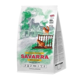 Savarra Adult Cat Hairball Сухой корм для взрослых кошек, препятствующий образованию комочков шерсти в желудке с уткой и рисом - 2 кг