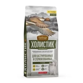 Сухой корм «Деревенские лакомства» Holistic Премьер для кастрированных и стерилизованных кошек с уткой, 2 кг
