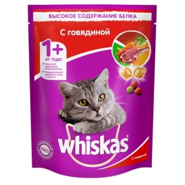 Whiskas сухой корм в виде подушечек с паштетом с говядиной 800 г