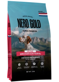Сухой корм NERO GOLD для собак и щенков "Мясной коктейль", 3 кг
