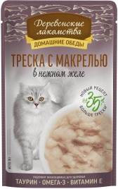 Влажный корм «Деревенские лакомства» для кошек с треской и макрелью, 70 г