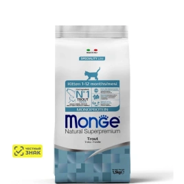 Сухой корм Monge Cat Speciality Line Monoprotein Trout для котят и беременных кошек с форелью, 1,5 кг