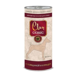 Clan Classic влажный корм для собак кусочки в соусе с говядиной и курицей в консервах - 1,25 кг