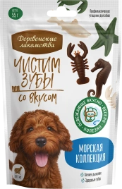 Лакомство «Деревенские лакомства» морская коллекция для собак, серия чистим зубы, 55 г