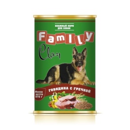 Clan Family влажный корм для собак говядина с гречкой в консервах - 970 г