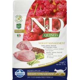 Farmina N&d Cat Grain Free Quinoa Weight Management Lamb сухой корм для кошек для контроля веса с ягненком - 300 г